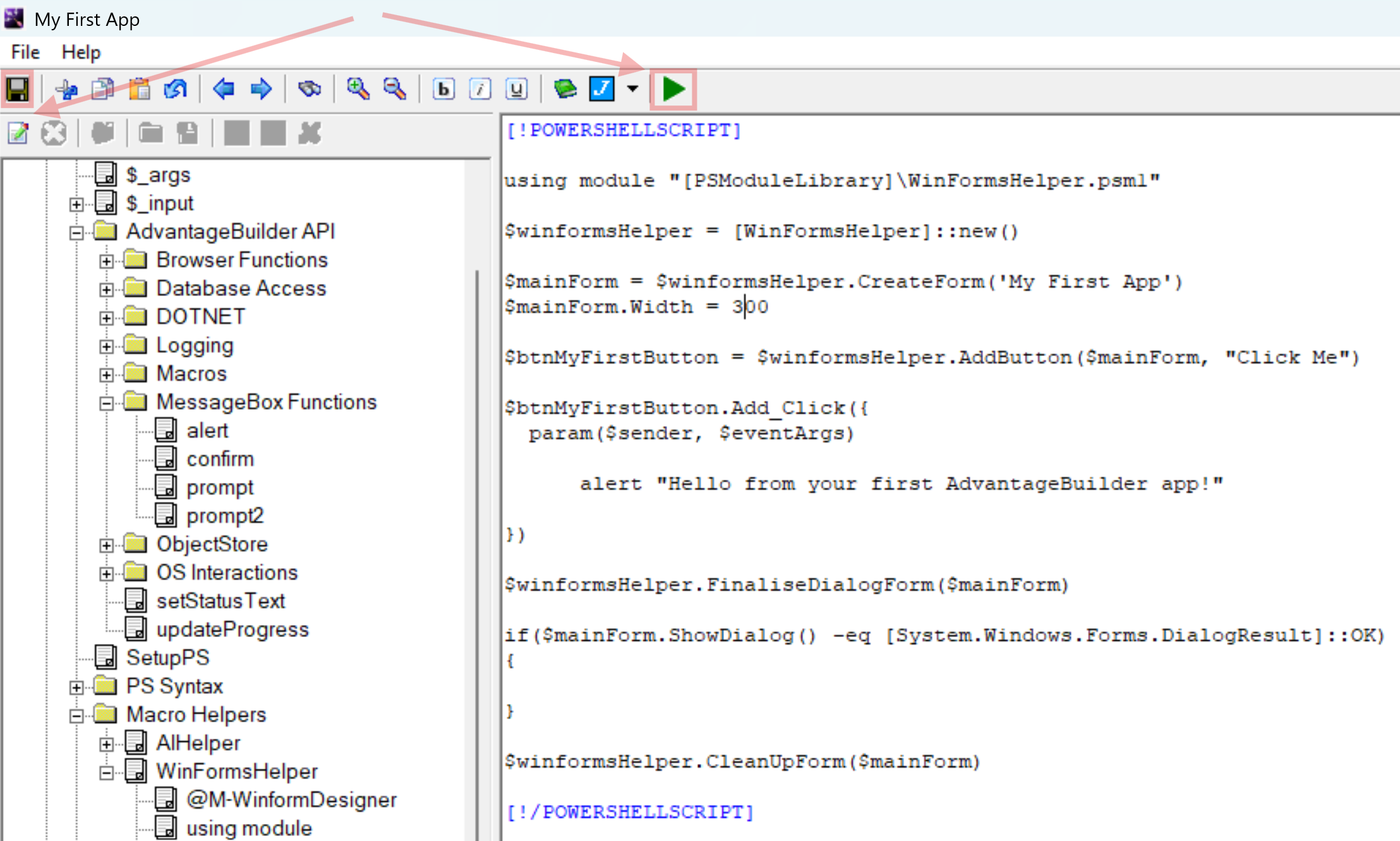 Save macro screenshot