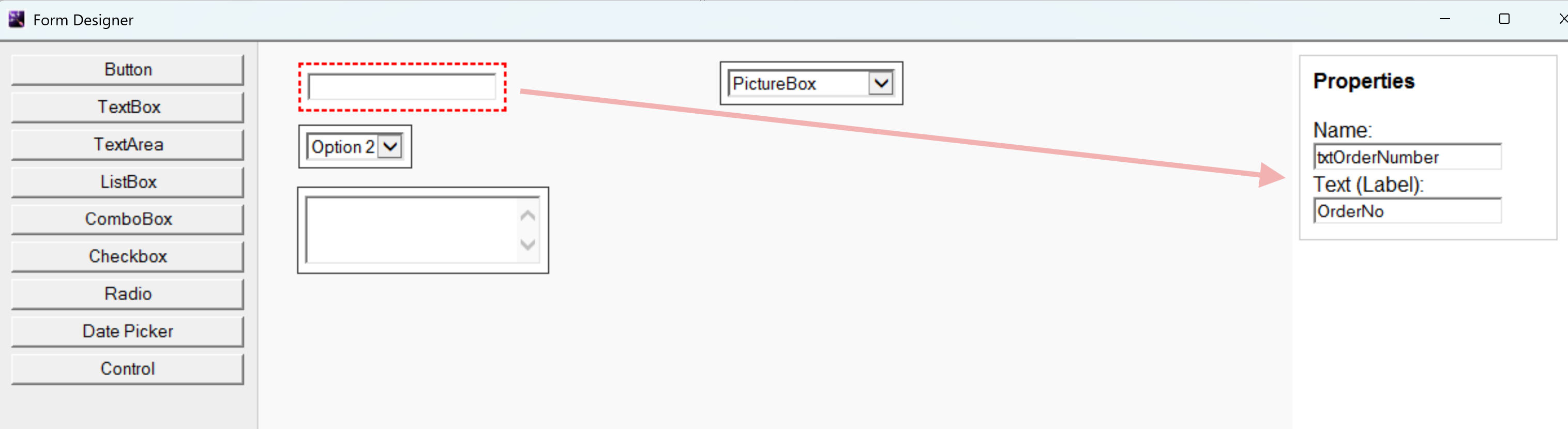 WinForms property panel